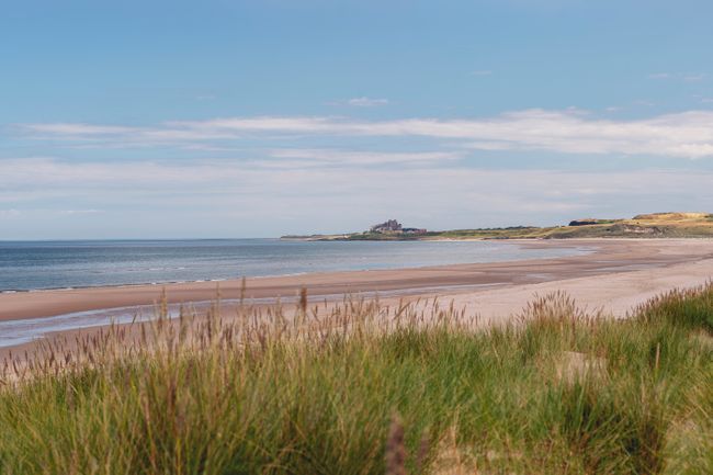 Ross Back Sands Beach, looking towards Bamburgh Castle (Shutterstock)