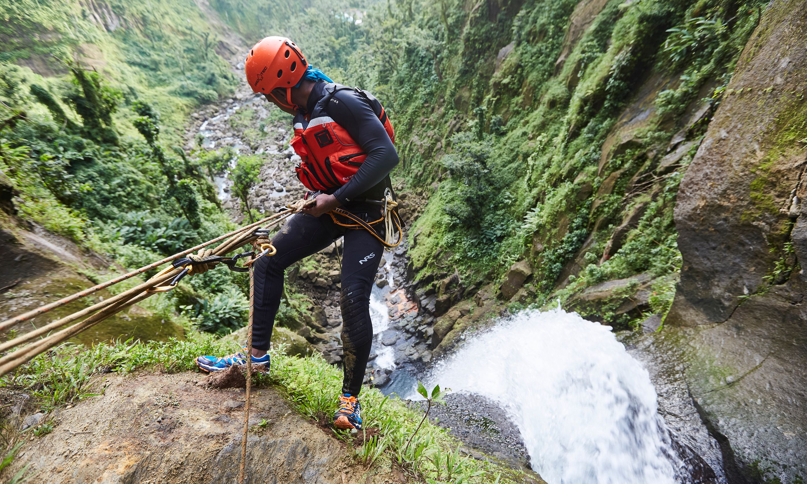 Canyoning down a river gorge