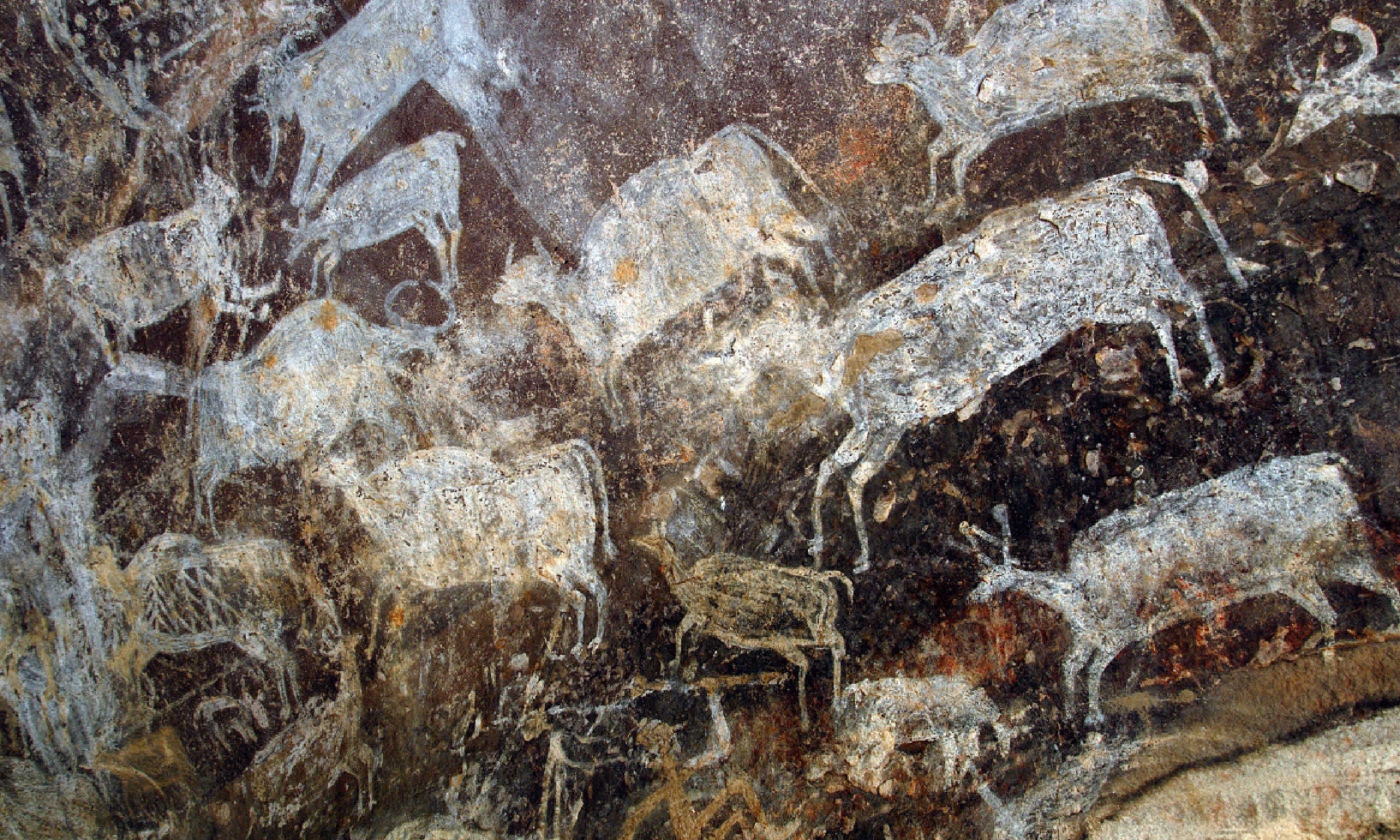 Cave paintings at Bhimbetka (Dreamstime)