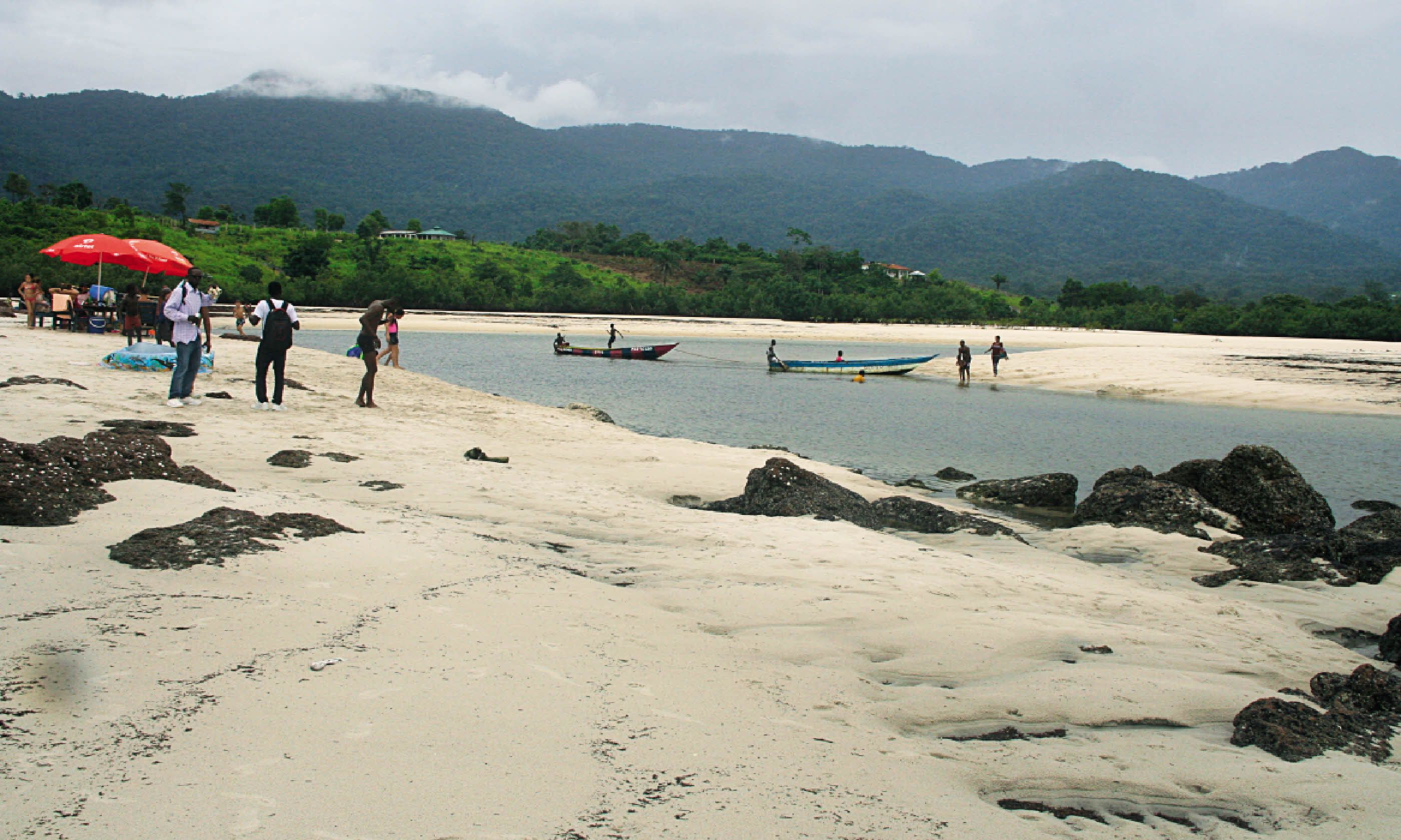 People enjoying the sandy shores of River Number Two (Nick Redmayne)